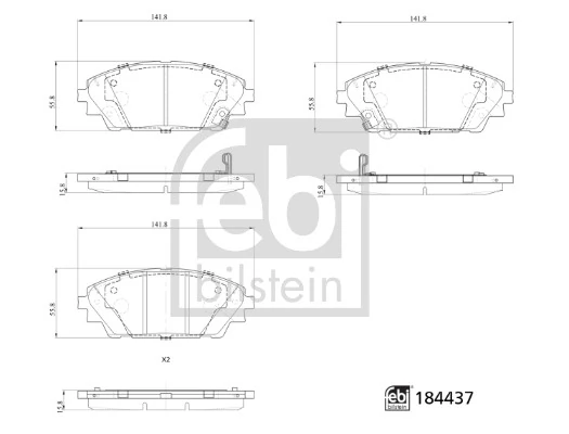 Piduriklotsi komplekt, ketaspidur FEBI BILSTEIN 184437