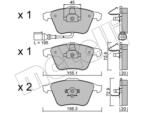 Piduriklotsi komplekt, ketaspidur METELLI 22-0549-2