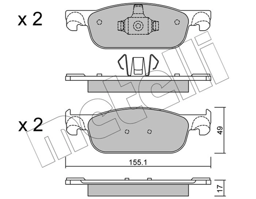 Piduriklotsi komplekt, ketaspidur METELLI 22-1109-0