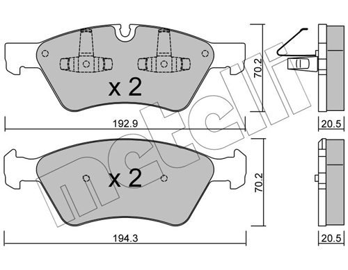 Piduriklotsi komplekt, ketaspidur METELLI 22-0670-0