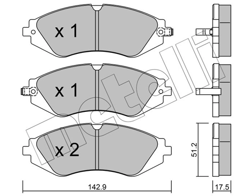 Piduriklotsi komplekt, ketaspidur METELLI 22-0294-0