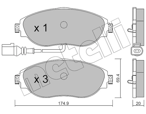 Piduriklotsi komplekt, ketaspidur METELLI 22-0952-0