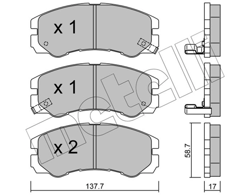 Piduriklotsi komplekt, ketaspidur METELLI 22-0357-0