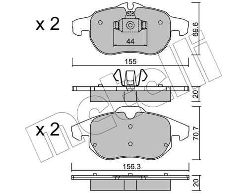 Piduriklotsi komplekt, ketaspidur METELLI 22-0540-0