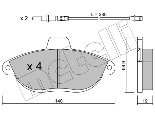 Piduriklotsi komplekt, ketaspidur METELLI 22-0105-0