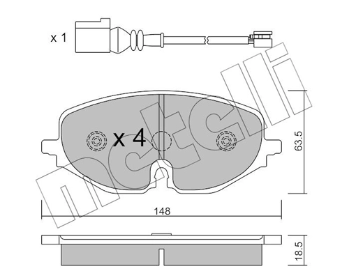 Piduriklotsi komplekt, ketaspidur METELLI 22-1280-0
