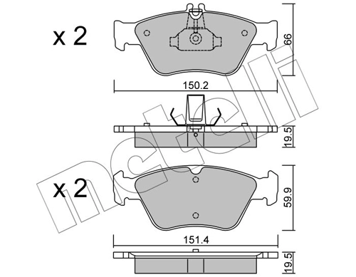 Piduriklotsi komplekt, ketaspidur METELLI 22-0219-0