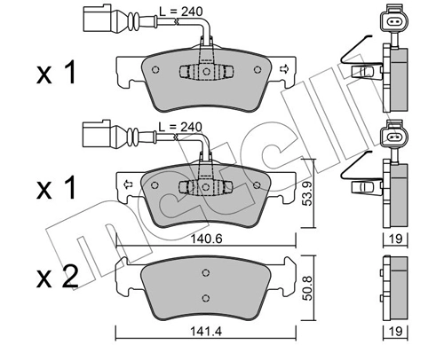 Piduriklotsi komplekt, ketaspidur METELLI 22-0661-0