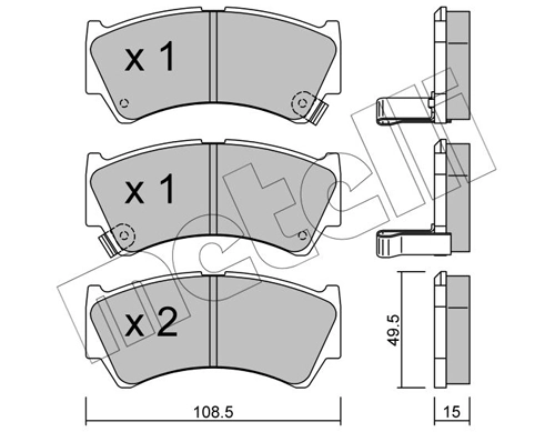 Piduriklotsi komplekt, ketaspidur METELLI 22-0436-0