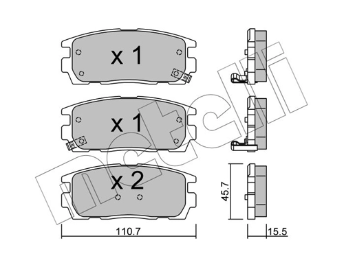 Piduriklotsi komplekt, ketaspidur METELLI 22-0779-0