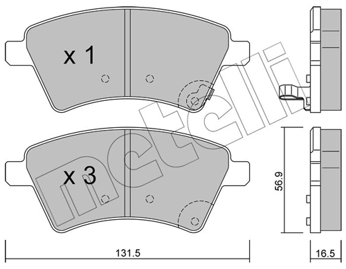 Piduriklotsi komplekt, ketaspidur METELLI 22-0702-0