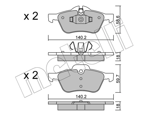 Piduriklotsi komplekt, ketaspidur METELLI 22-0555-0