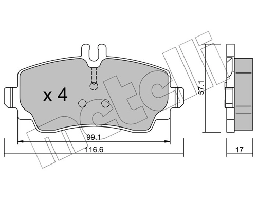 Piduriklotsi komplekt, ketaspidur METELLI 22-0310-0