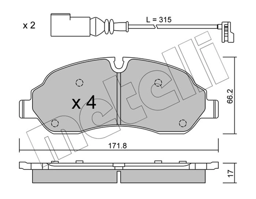 Piduriklotsi komplekt, ketaspidur METELLI 22-1032-0