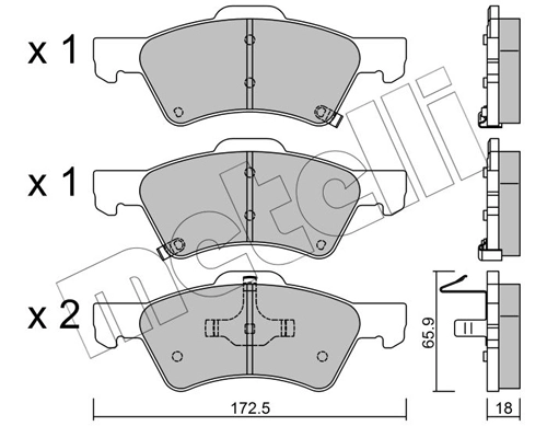 Piduriklotsi komplekt, ketaspidur METELLI 22-0623-0