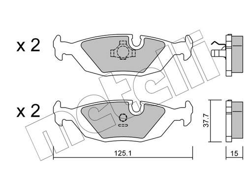Piduriklotsi komplekt, ketaspidur METELLI 22-0070-0