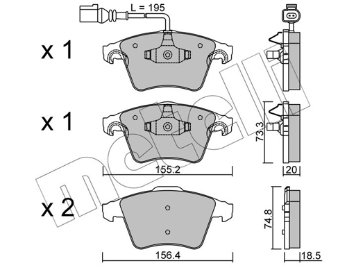 Piduriklotsi komplekt, ketaspidur METELLI 22-0552-0