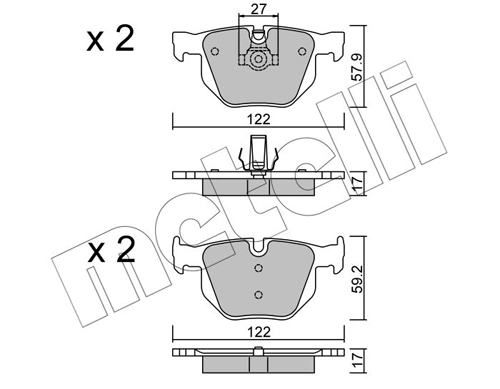 Piduriklotsi komplekt, ketaspidur METELLI 22-0644-0