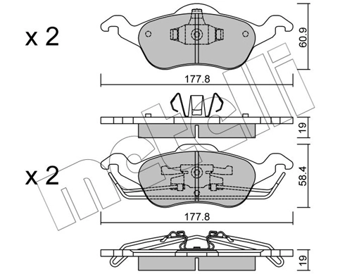 Piduriklotsi komplekt, ketaspidur METELLI 22-0291-0