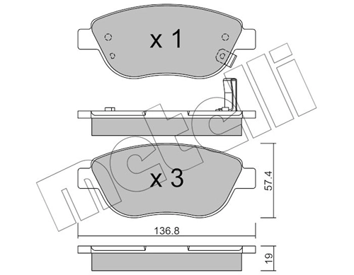 Piduriklotsi komplekt, ketaspidur METELLI 22-0322-2