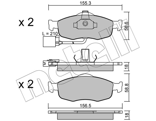 Piduriklotsi komplekt, ketaspidur METELLI 22-0146-1