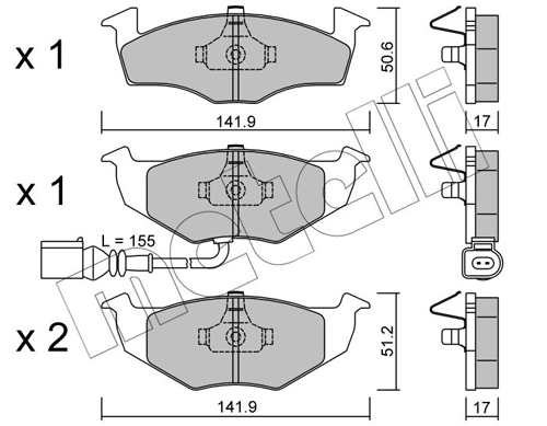 Piduriklotsi komplekt, ketaspidur METELLI 22-0206-3