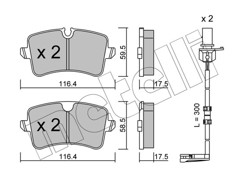 Piduriklotsi komplekt, ketaspidur METELLI 22-0955-1K