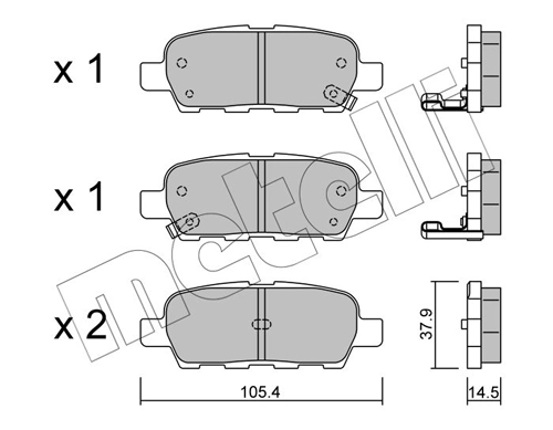 Piduriklotsi komplekt, ketaspidur METELLI 22-0612-0