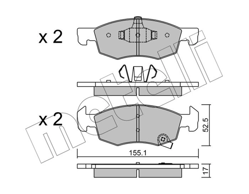 Piduriklotsi komplekt, ketaspidur METELLI 22-1034-0