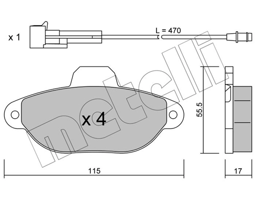 Piduriklotsi komplekt, ketaspidur METELLI 22-0159-0
