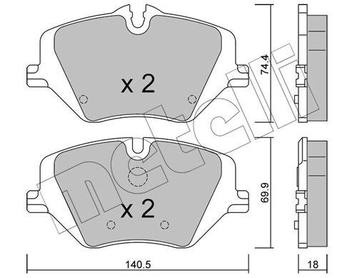 Piduriklotsi komplekt, ketaspidur METELLI 22-1354-0