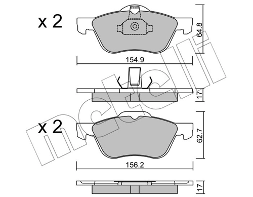 Piduriklotsi komplekt, ketaspidur METELLI 22-0489-0