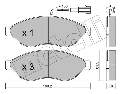 Piduriklotsi komplekt, ketaspidur METELLI 22-0708-0