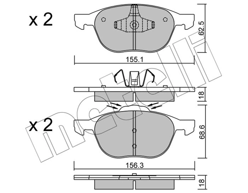 Piduriklotsi komplekt, ketaspidur METELLI 22-0534-1