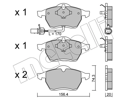 Piduriklotsi komplekt, ketaspidur METELLI 22-0279-1