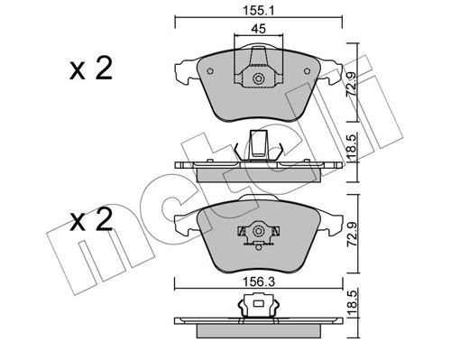 Piduriklotsi komplekt, ketaspidur METELLI 22-0549-3
