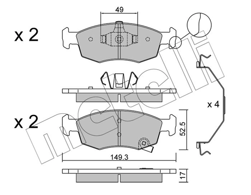 Piduriklotsi komplekt, ketaspidur METELLI 22-0274-6
