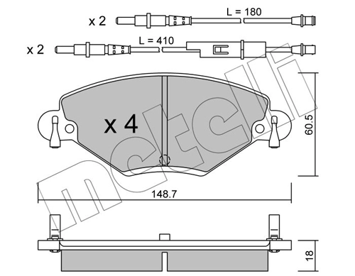 Piduriklotsi komplekt, ketaspidur METELLI 22-0331-0