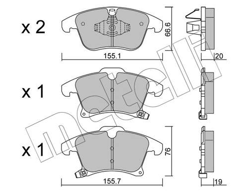 Piduriklotsi komplekt, ketaspidur METELLI 22-1039-0