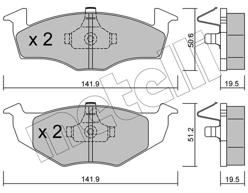 Piduriklotsi komplekt, ketaspidur METELLI 22-0206-1