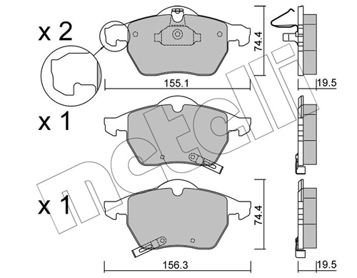 Piduriklotsi komplekt, ketaspidur METELLI 22-0118-2