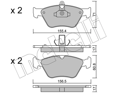 Piduriklotsi komplekt, ketaspidur METELLI 22-0128-0
