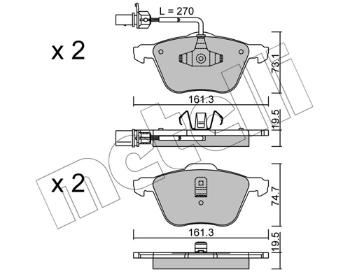 Piduriklotsi komplekt, ketaspidur METELLI 22-0551-0