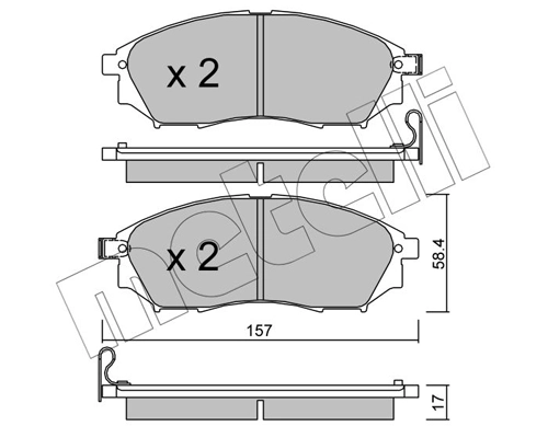 Piduriklotsi komplekt, ketaspidur METELLI 22-0819-0