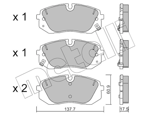 Piduriklotsi komplekt, ketaspidur METELLI 22-1370-0