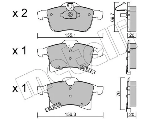 Piduriklotsi komplekt, ketaspidur METELLI 22-0539-0