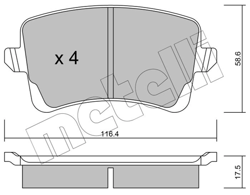 Piduriklotsi komplekt, ketaspidur METELLI 22-0776-0
