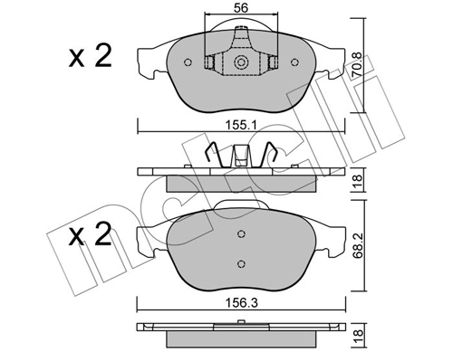 Piduriklotsi komplekt, ketaspidur METELLI 22-0336-1
