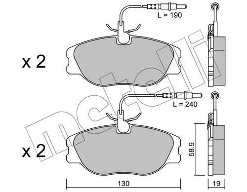 Piduriklotsi komplekt, ketaspidur METELLI 22-0072-3