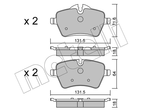 Piduriklotsi komplekt, ketaspidur METELLI 22-0768-0